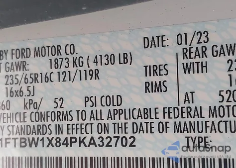 2023 Ford Transit from USA, damaged, VIN 1FTBW1X84PKA32702